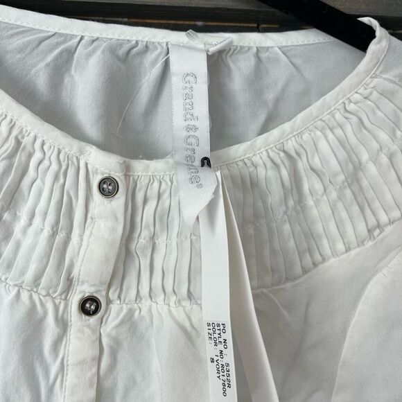 Grand & Greene White Blouse Button Down Long Sleeve Top Small - Picture 7 of 8
